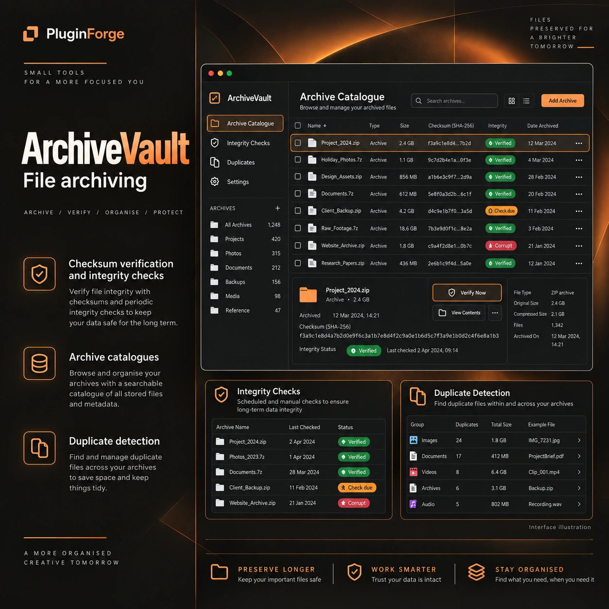 ArchiveVault — interface illustration