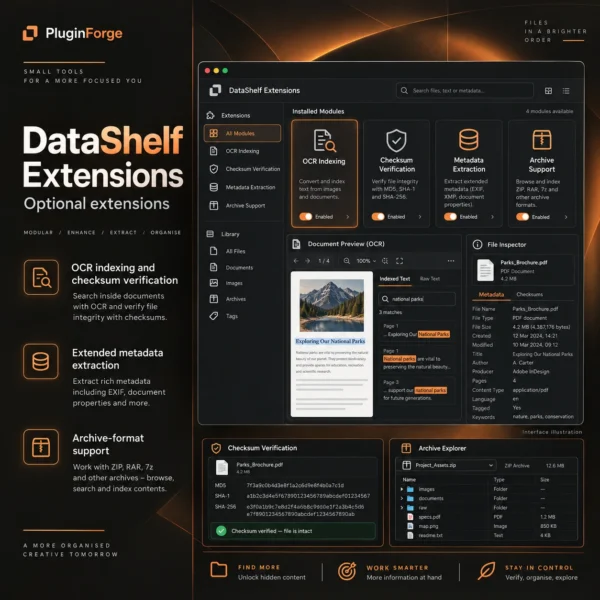 DataShelf Extensions — interface illustration