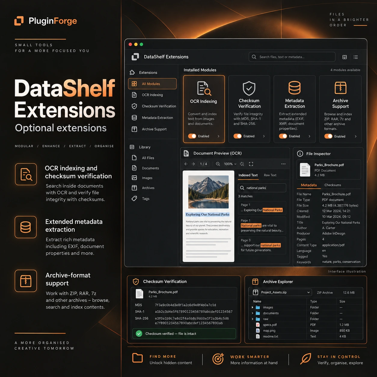 DataShelf Extensions — interface illustration