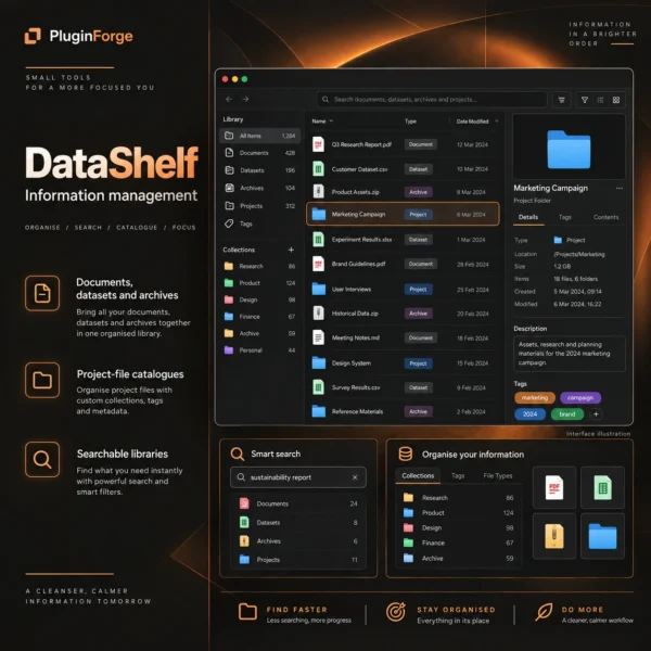 DataShelf — interface illustration