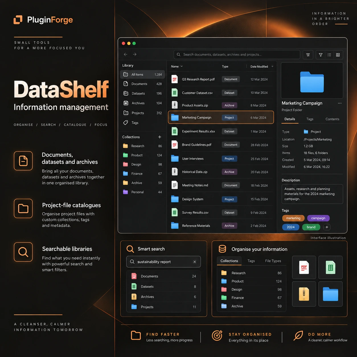 DataShelf — interface illustration